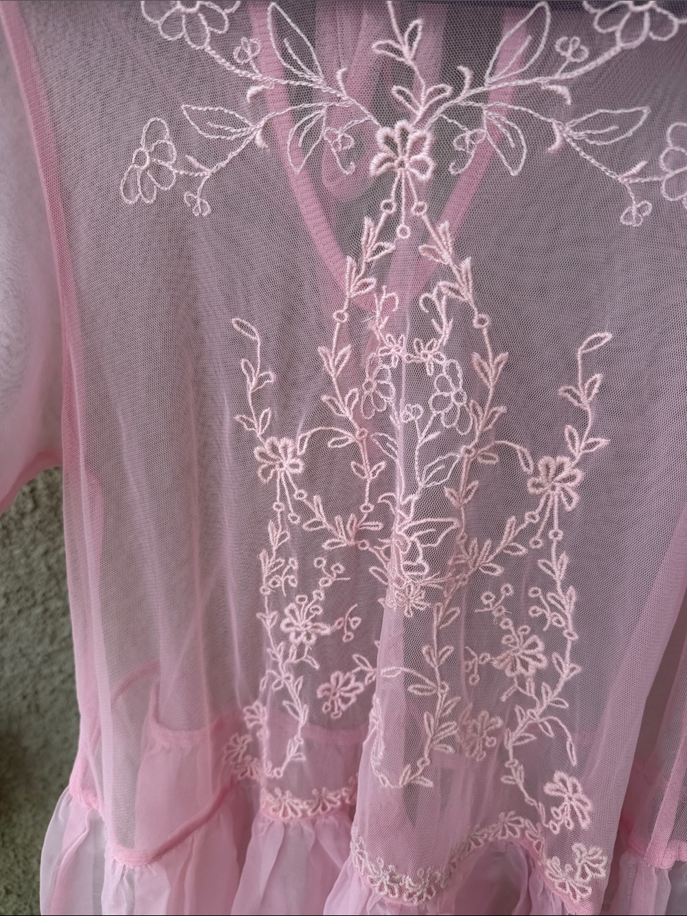 Anthropologie Pink Embroidered Sheer Mesh peplum Top NWOT Size S - Picture 5 of 8